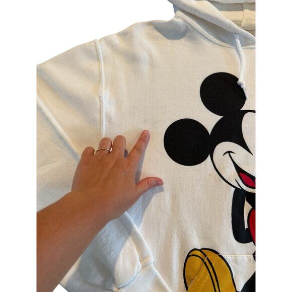 Disney Mickey Mouse Hoodie Adult Medium White Pullover Sweatshirt Graphic Print - Picture 7 of 8